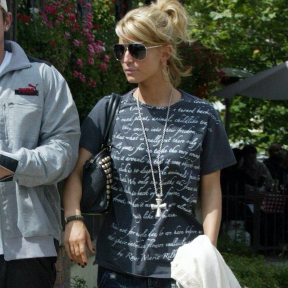 ASO Jessica Simpson gray poem text t-shirt